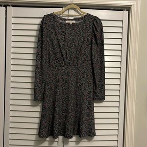 LOFT Navy Red Flower Dress